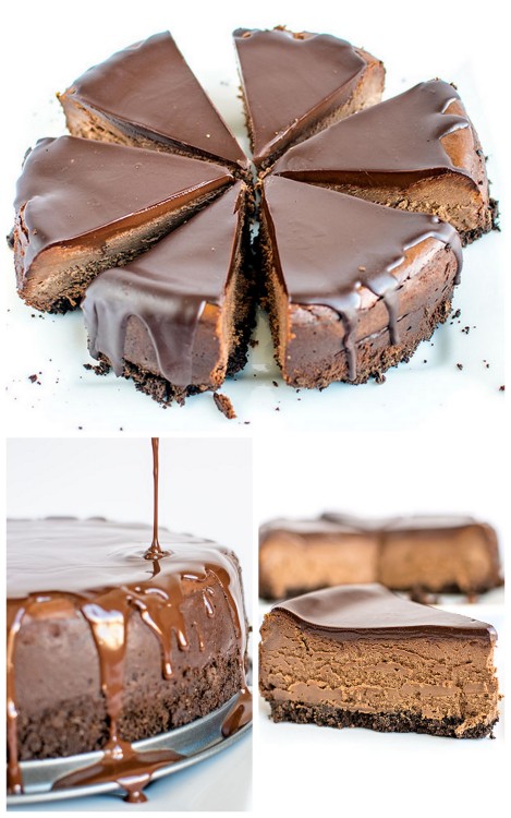 decadentdessertsblog:DIY Chocolate Cheesecake with Chocolate Ganache Topping Recipe from Homemade Ho