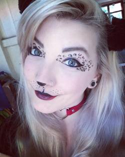 slinkysauda:  Meow meow 😻😻😻 #cute #fluffy #snowleopard #makeup #kitten #kittengirl #kittenplay #catgirl #collar #choker #piercing #girlswithpiercings #pussycat #girls #septum #plugs #ears #tail #meow