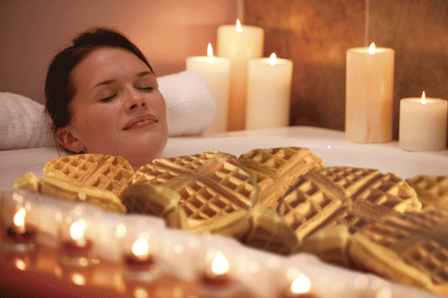 cocohrabobo:dennys:After a hard day, nothing is more relaxing than the syrupy suds of a waffle bath.