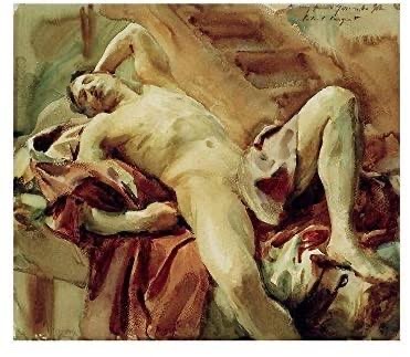gayartists:Reclining nude (c 1890s), John Singer Sargent 