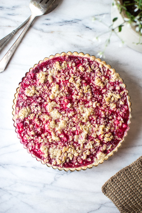 food52:  Tickled pink.Raspberry Rhubarb Tart via Flourishing Foodie