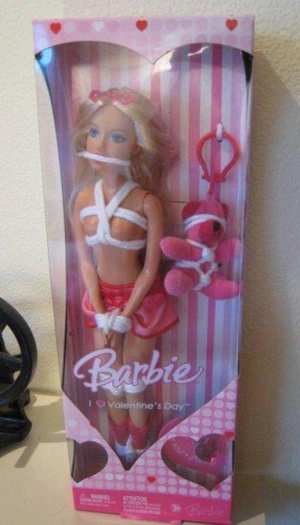 babygirlssweetsurrender:  Bondage Barbie. Valentine edition. :-D  All good little girls should have 