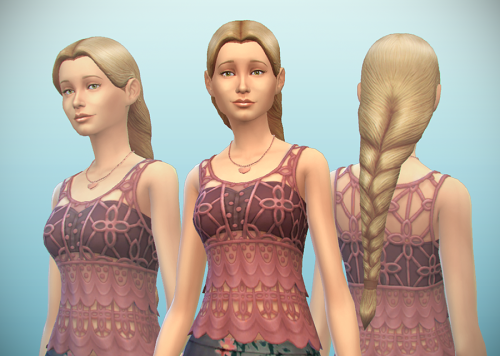 sssvitlans: delcowebney:  Simple, long back braid. From teen to elder. Mesh/texture sculpted/painted