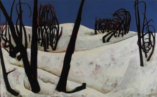 Erik Laubscher (1927-2013) - Charred Trees - Kommetjie. 1973. Oil on canvas.