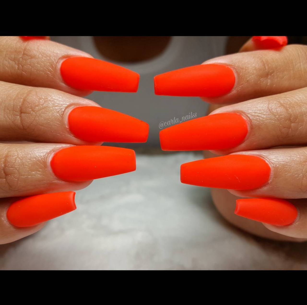 FULL SET OF 20 False Nails Bright Neon Orange Matte Nails Medium Square  Shape Summer Holiday Vibes - Etsy