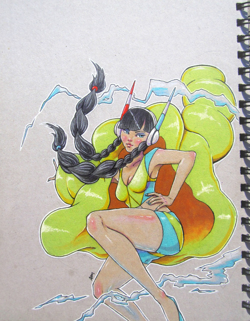 I wake from my slumber to throw you another sketchbook cover.Elesa - Electric Gym Leader, Pokemon Bl