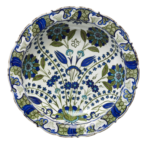 design-is-fine:Plate decorated with Hyacinths and Tulips, Ottoman dynasty, 1560.  Undergla