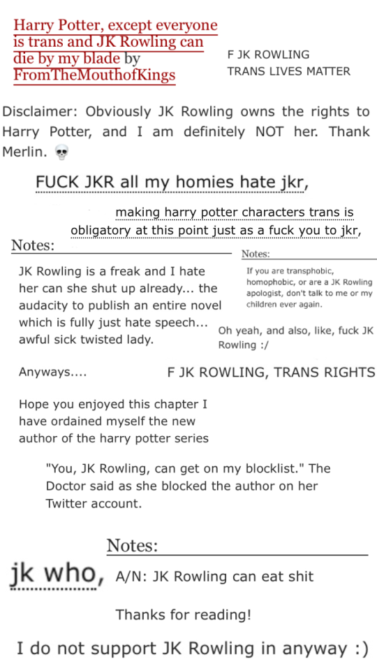 A Compilation Of Fanfic Authors Dragging JK Rowling