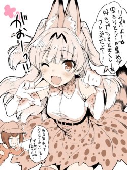 jougasaki rika, maekawa miku, and serval (idolmaster, idolmaster cinderella girls, and kemono friends) drawn by sukoyaka gyuunyuu - Danbooru