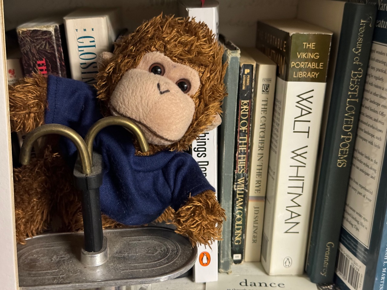 Bob T. Monkey shows off his library.