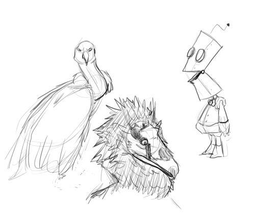 Daily DoodleThe vultures I doodled for an assignment. The Robot because I was bored.