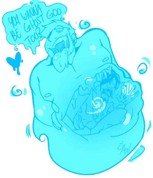 fear-sexual: A commission I received of my character Patrick and some ghost vore! Uh oh, Braiton!&nb