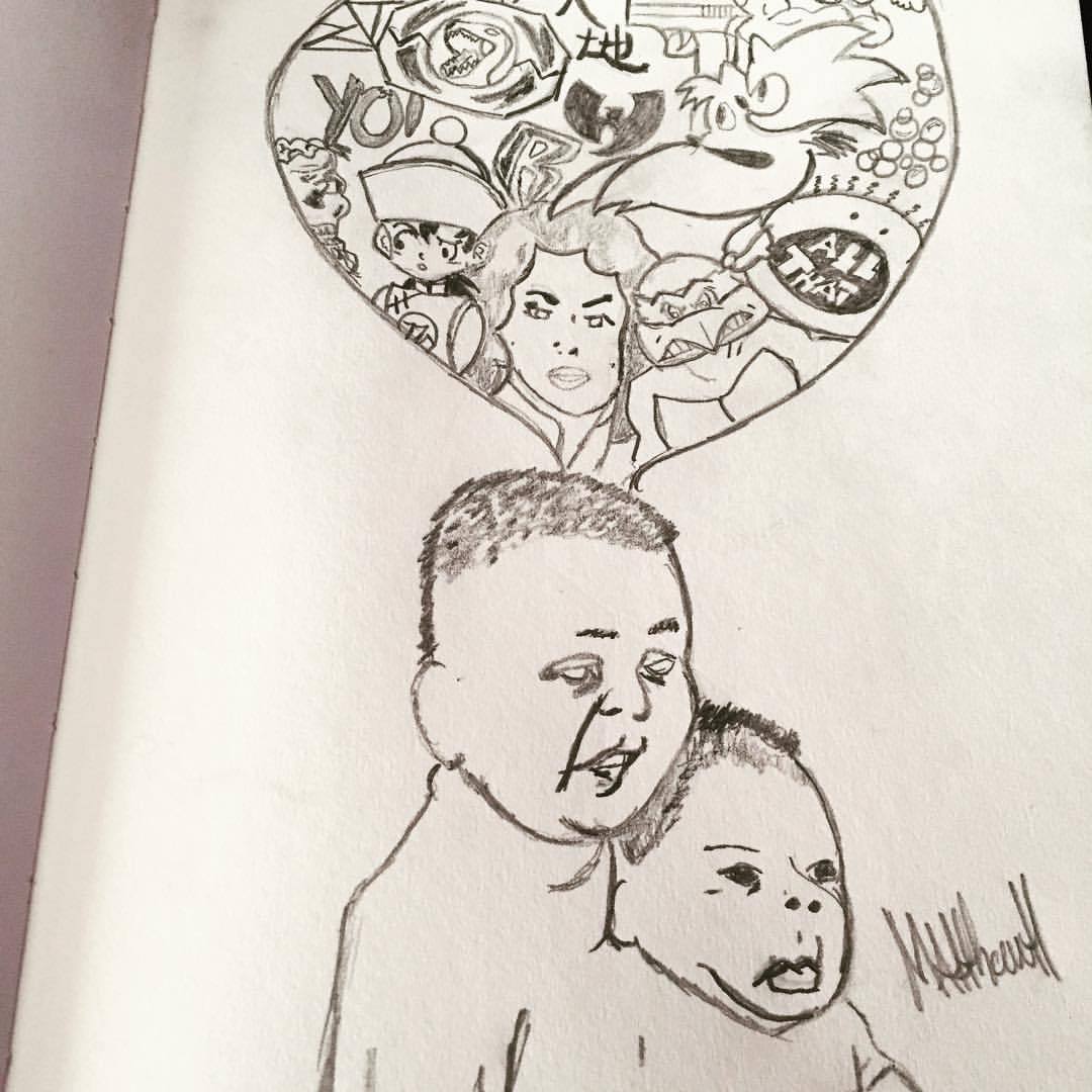 #sketch #sketcheson45minlunchbreaks #art #design #pencil #matthewh #me#baby #childhoodmemories #tmnt #sonic #dbz #streetsharks #sharks #powerrangers #allthat #hiphop #ruffryders #wutang #art_loveur