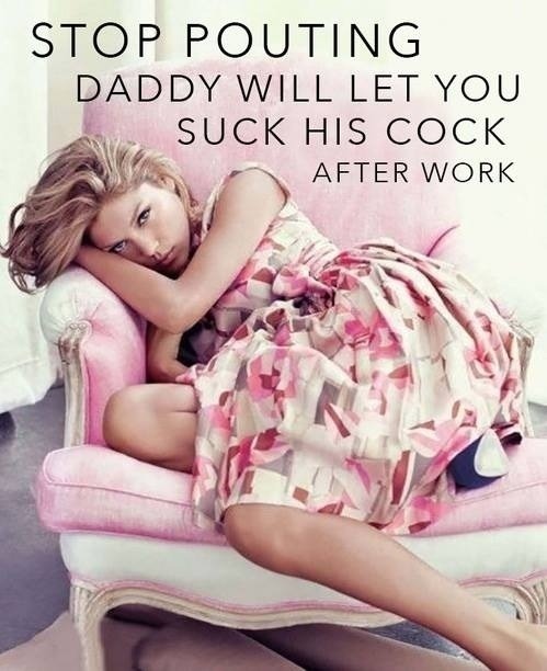 mypleasuregirl:Daddy will TELL you to suck His cock after work until He cums in your mouth, little o