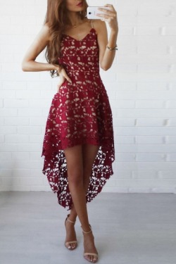 Casualfacefun: New Season Hot Exquisite Dresses  High Low Hem Lace Dress   Floral
