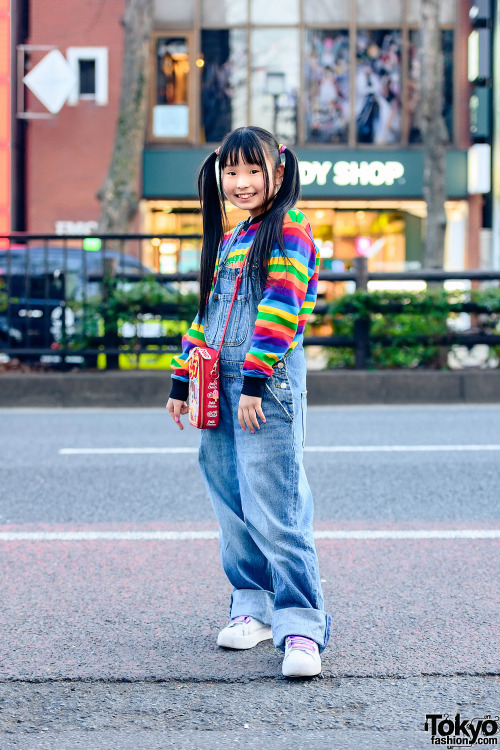 13-year-old English-speaking Japanese actress and TikToker Neo Baba on the street in Harajuku wearin