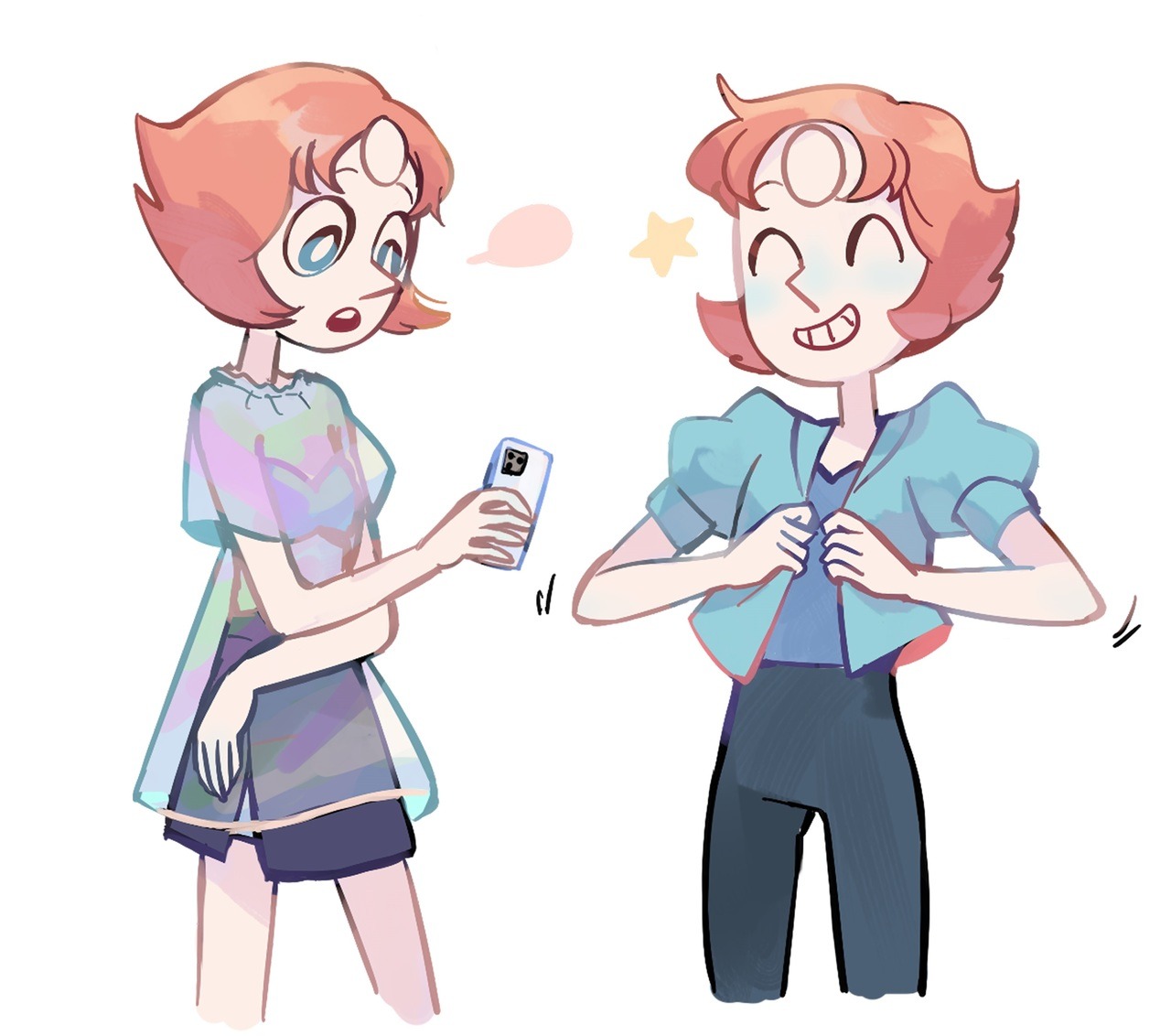 skyblob:Drawing Pearl with outfits etc before sleep ended up making me sleep really