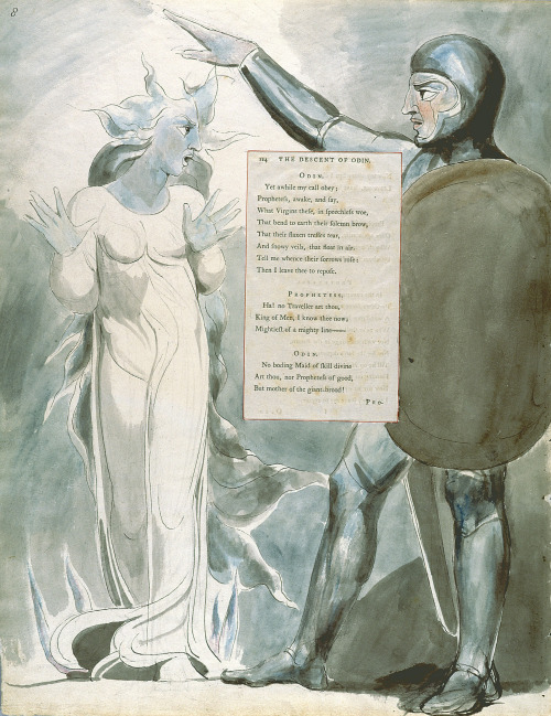 havesexwithghosts:William Blake’s illustrations for Thomas Gray’s “The Descent of Odin,” 1797/98