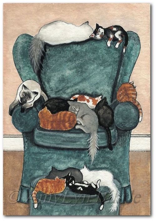 wasbella102:Favorite Chair Covered in Cats by AmyLynBihrle            