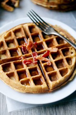 sweetoothgirl:Sweet Potato Waffles with Bacon