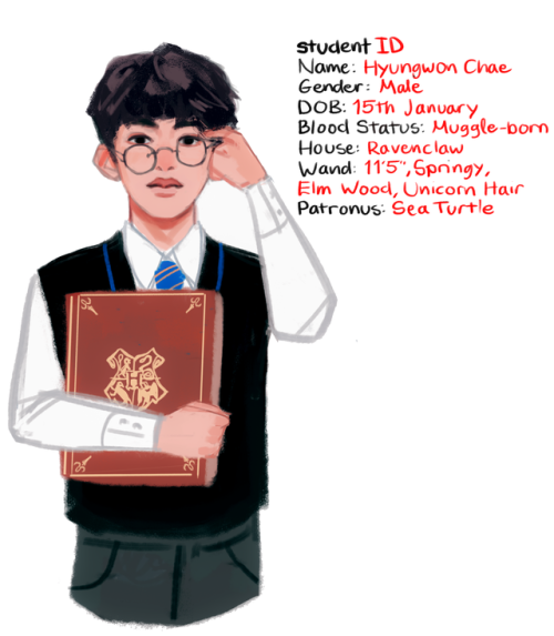 the whole of my monsta x hogwarts au profiles from twitter ✨