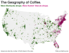 Coffee shop geography — Starbucks vs. Dunkin’ Donuts in the US
[[MORE]]
cingraham:
Data from POI Factory. Approx. 11,000 Starbucks and 7,500 Dunkin’ Donuts locations, mapped using d3.js and displayed in equal-area bins using the hexbin...