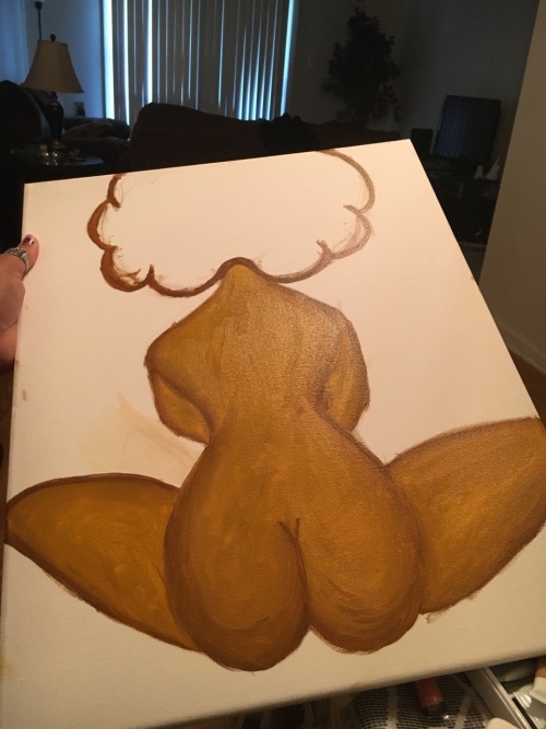 caramelanin: dirtycleanlostfound:   caramelanin:  I debated for sooooooo long on whether or not to post this painting. This was my first attempt at using oil paints, btw. But here she is, Essence, all finished in her glory.   I can’t say thank you enough