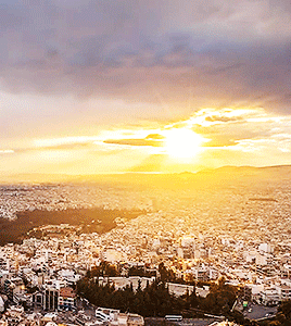 Orange skies over AthensMore Greek Wonders