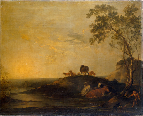 Landscape with Cattle (Cows on a Hillock by a Stream), Sir Peter Francis Bourgeois (1753-1811)