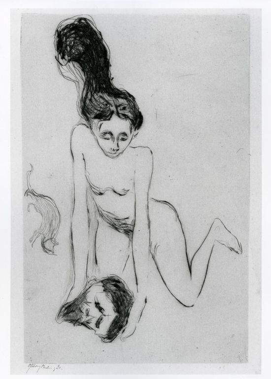 kundst: Edvard Munch (Nor. 1863–1944) The Cat (1896/97)Drypoint