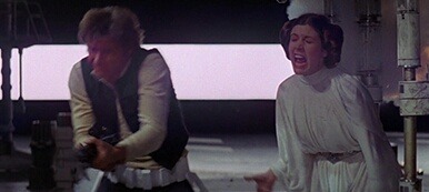 zany-the-nerd:It looks like Leia just started randomly screaming, scaring the crap out of Han.