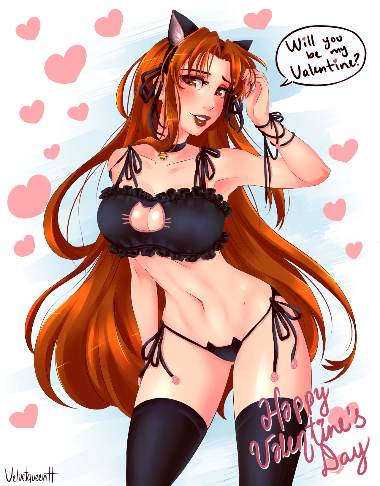 velvetqueenh: ♥ Happy Valentine’s Day ♥LOL - Leona in Cat Keyhole Lingerie