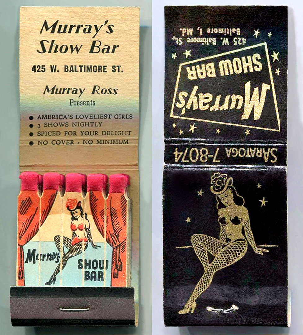 SPICED FOR YOUR DELIGHT!Vintage 50’s-era matchbook from “Murray’s Show Bar”