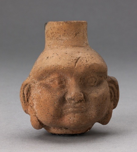Miniature Jar in Form of Human Head with Large Cheeks, Moche, -100, Art Institute of Chicago: Arts o