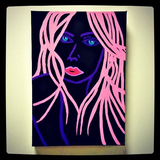 Neon Woman -by Charlotte Farhan #charlottefarhanart.com #tobuy #forsale #buy #originalart #art #exhibition #instaart #artworks #followme #artist #neon #pinkhair #popart