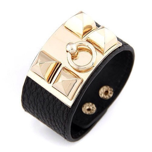 Leather bangle bracelet