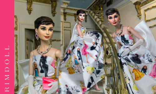 Audrey Hepburn in a dress for fashion royalty , Poppy Parker, Silkstone Barbie, fr2 , 12&rsquo;&rsqu