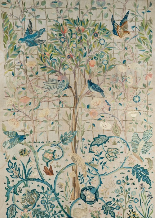 a-little-bit-pre-raphaelite:Embroidered Wall Hanging, c.1900, May MorrisLilies, Walter Crane