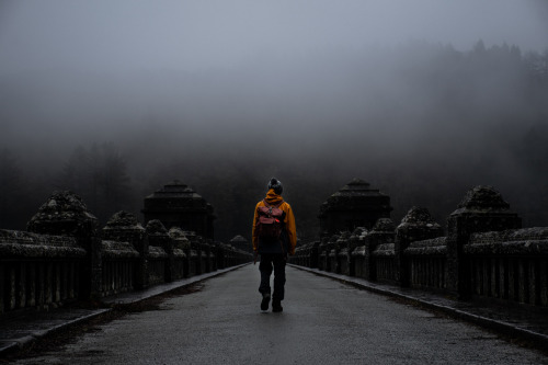 Into the mist.Lake Vyrnwy, Wales