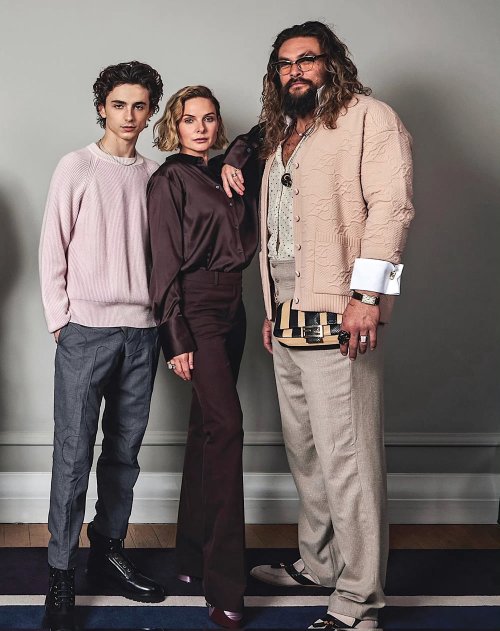 rebeccalouisaferguson:Timothée Chalamet, Rebecca Ferguson, Denis Villeneuve, Jason Momoa, Zen