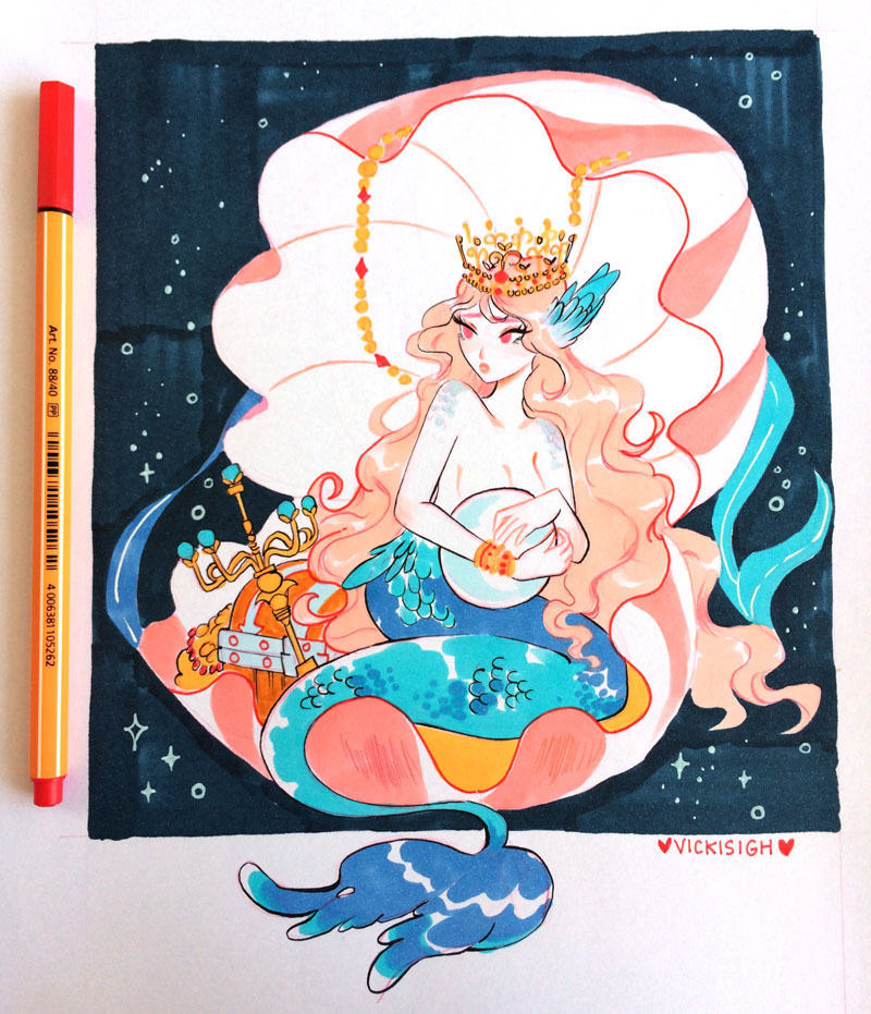 vickisigh:  week 3 of mermay! &lt;3   Twitter | Instagram | Patreon | Store