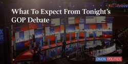 theonion:  Debate to begin with each candidate