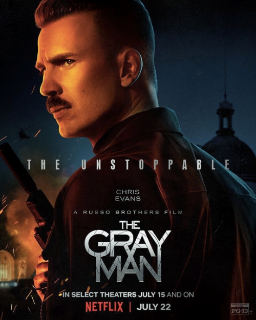 dailychrisevans:CHRIS EVANSCharacter poster for ‘The Gray Man’ (2022)