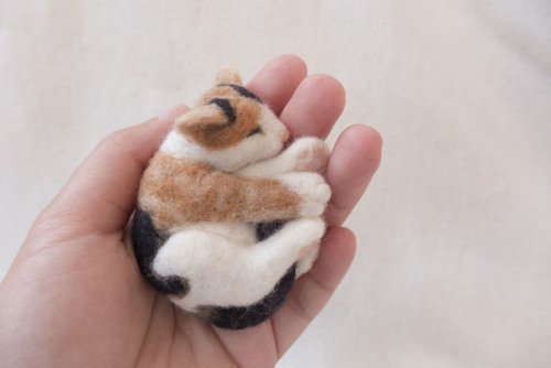 Sleeping Calico Cat Brooch available at my Etsy shopMy default position on weekends.