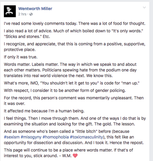 spoonmeb:blinkingkills:wentworth miller’s facebook posts are always really interesting to read. 