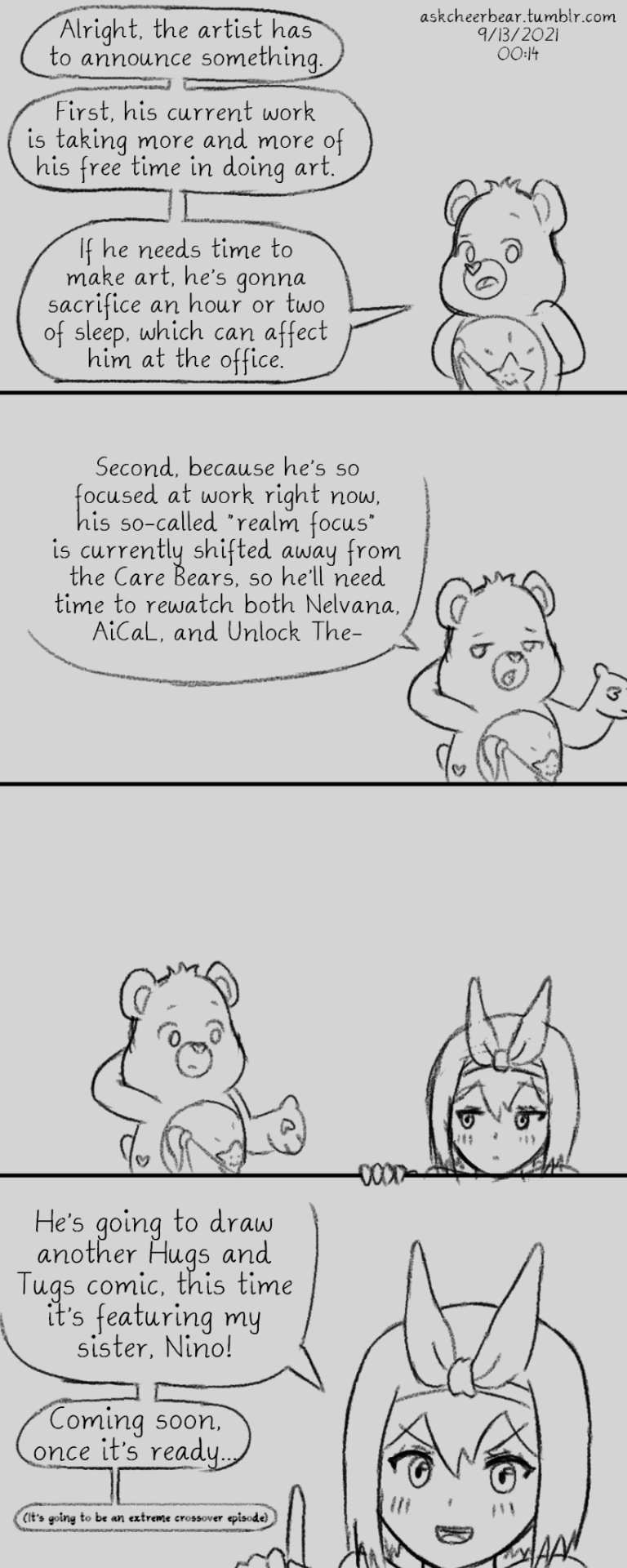 Ask Cheer Bear — This pretty much summarizes the art dude's first