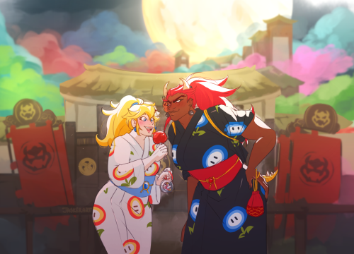 jaskerart:summer festival at bowsette’s castle! 