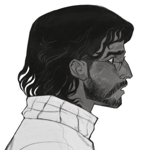 pearlescentpeonies:viridyn:season 2 i think [ID: a portrait of Jon from The Magnus Archives. His hea