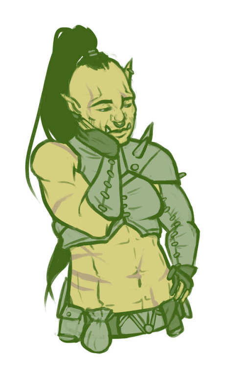 kasuarts:I haven’t drawn Makna in awhile. So here’s a sketch of a buff orc lady for ya.