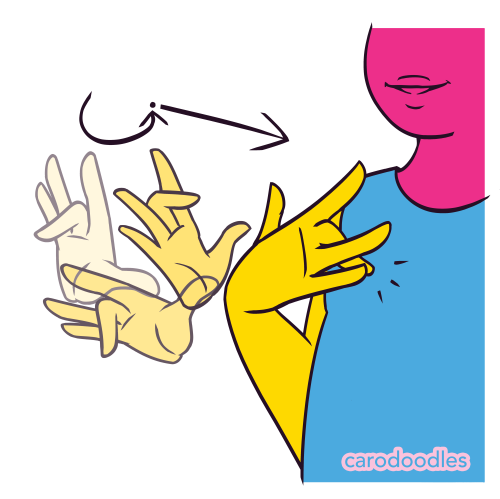 Pansexual in American Sign Language (ASL) with Pansexual pride flag color. This sign’s movemen